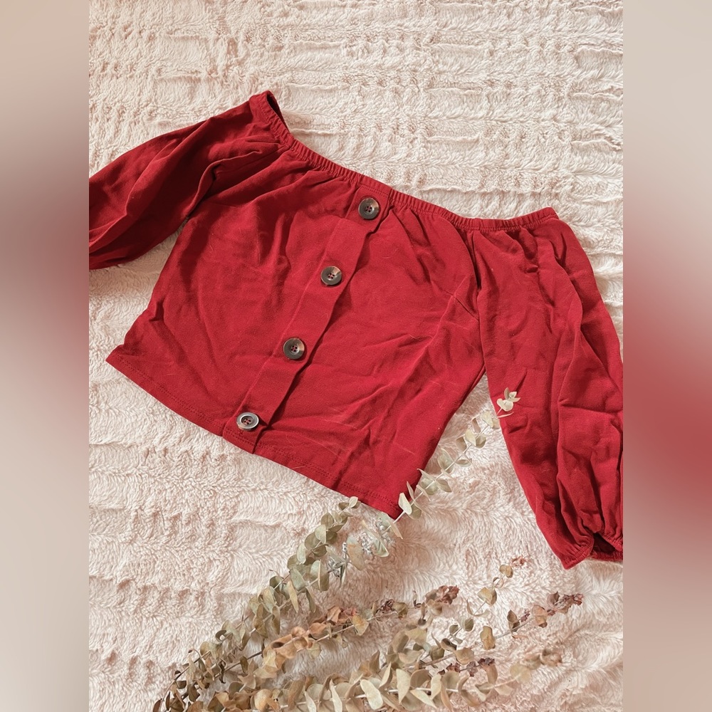 Charlotte Russe Red Crop Top Off The Shoulder